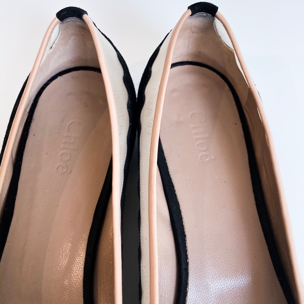 Authentic CHLOE Black & Blush Mesh Flats / S 38.5 - Picture 4 of 8
